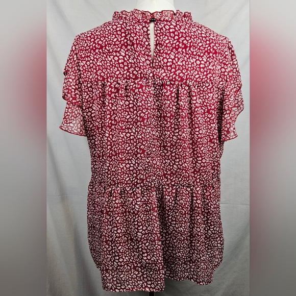 Pretty Garden Red and White Polka Dot Peplum Blouse XL Coquette Feminine Holiday - Picture 2 of 7